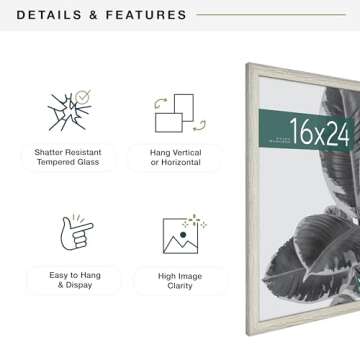 MCS Studio Gallery 16x24 Poster Frame Gray Woodgrain, Vertical & Horizontal Wall Hanging Large Picture Frame for Photos, Posters & Art Prints (1-Pack)