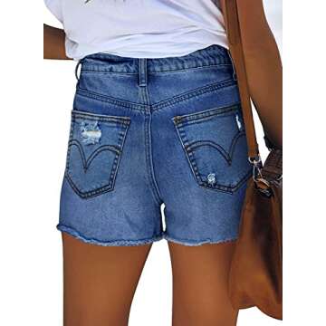 Stylish onlypuff High Waisted Ripped Jean Shorts for Women