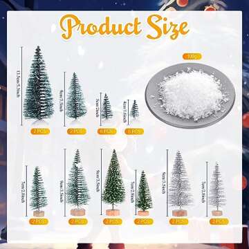 Tigeen 28 Pcs Mini Christmas Bottle Brush Trees 1.6''-5.3'' Artificial Tiny Sisal Snow Trees Miniatu...