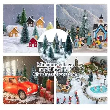 Tigeen 28 Pcs Mini Christmas Bottle Brush Trees 1.6''-5.3'' Artificial Tiny Sisal Snow Trees Miniature Christmas Village Trees Diorama Trees with 3.6 Oz Fake Snow for Winter Town Landscape DIY Craft