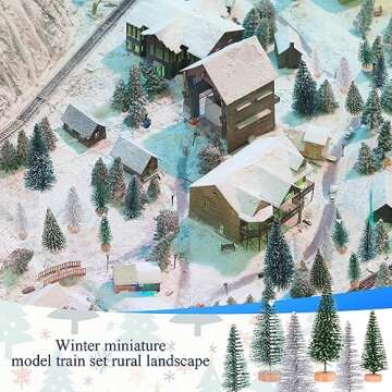 Tigeen 28 Pcs Mini Christmas Bottle Brush Trees 1.6''-5.3'' Artificial Tiny Sisal Snow Trees Miniature Christmas Village Trees Diorama Trees with 3.6 Oz Fake Snow for Winter Town Landscape DIY Craft