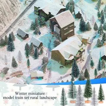 Tigeen 28 Pcs Mini Christmas Bottle Brush Trees 1.6''-5.3'' Artificial Tiny Sisal Snow Trees Miniature Christmas Village Trees Diorama Trees with 3.6 Oz Fake Snow for Winter Town Landscape DIY Craft