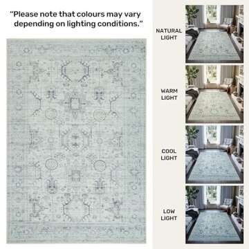 GLN Rugs Bohemian Collection - Machine Washable Area Rug, 6'x9'