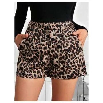 MakeMeChic Women's Elegant Plaid Shorts High Waisted Zipper Wide Leg Mini Dressy Work Office Casual Shorts Khaki A Large