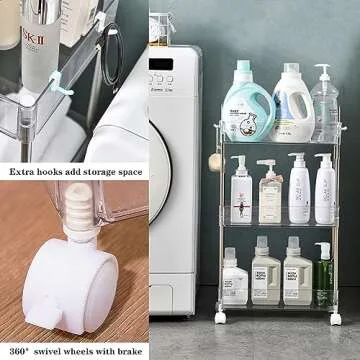 Versatile 3-Tier Transparent Rolling Storage Cart