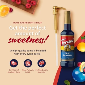 Torani Blue Raspberry Syrup for Drinks and Desserts, 25.4 Oz