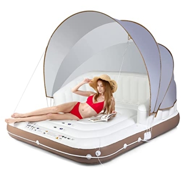 Goplus Inflatable Pool Float with Canopy for Ultimate Sun Protection