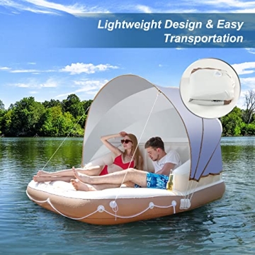 Goplus Inflatable Pool Float with Canopy for Ultimate Sun Protection