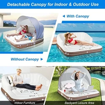 Goplus Inflatable Pool Float with Canopy for Ultimate Sun Protection