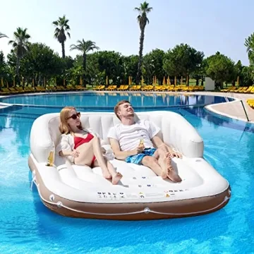 Goplus Inflatable Pool Float with Canopy for Ultimate Sun Protection