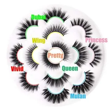 Veleasha Eyelashes 7 Styles Faux Mink Lashes for Makeup Handmade Soft Thick Lashes Reusable Black Color Fluffy 5D False Eyelashes (Mixed)