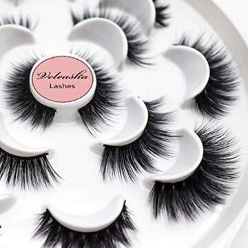 Veleasha Eyelashes 7 Styles Faux Mink Lashes for Makeup Handmade Soft Thick Lashes Reusable Black Color Fluffy 5D False Eyelashes (Mixed)