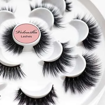 Veleasha Eyelashes 7 Styles Faux Mink Lashes for Makeup Handmade Soft Thick Lashes Reusable Black Color Fluffy 5D False Eyelashes (Mixed)