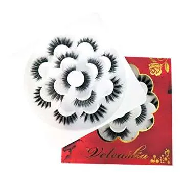 Veleasha Eyelashes 7 Styles Faux Mink Lashes for Makeup Handmade Soft Thick Lashes Reusable Black Color Fluffy 5D False Eyelashes (Mixed)