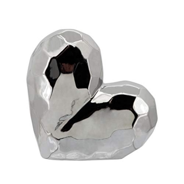 Elegant Silver Ceramic Heart Sculpture for Home Decor