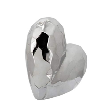 Elegant Silver Ceramic Heart Sculpture for Home Decor