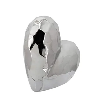 Elegant Silver Ceramic Heart Sculpture for Home Decor