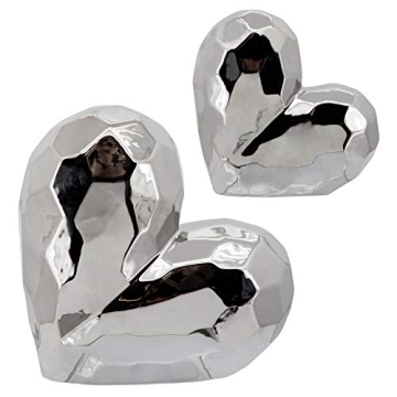 Elegant Silver Ceramic Heart Sculpture for Home Decor