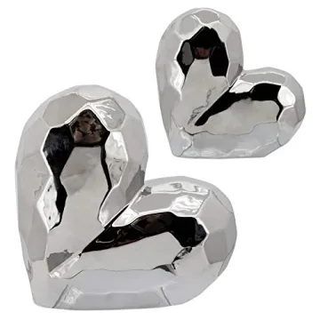 Elegant Silver Ceramic Heart Sculpture for Home Decor