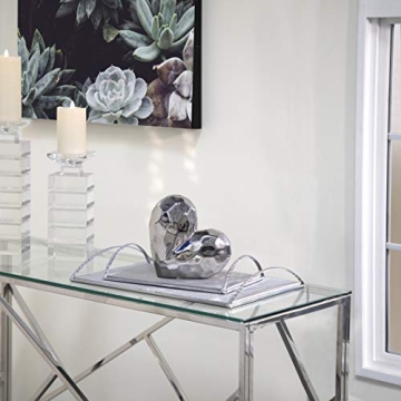 Elegant Silver Ceramic Heart Sculpture for Home Decor