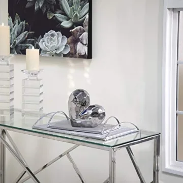 Elegant Silver Ceramic Heart Sculpture for Home Decor