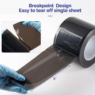 JMU Black Barrier Film 4" x 6", Barrier Film Tattoo 1200 Sheets Barrier Tape