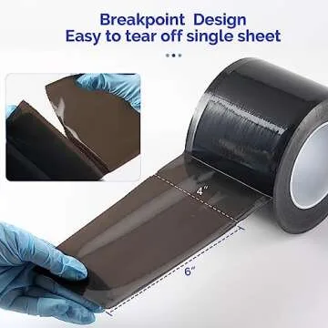 JMU Black Barrier Film 4" x 6", Barrier Film Tattoo 1200 Sheets Barrier Tape