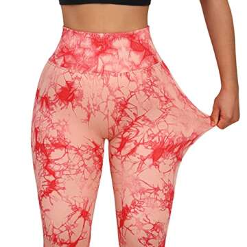 OMKAGI Women Scrunch Butt Lifting Leggings Seamless High Waisted Workout Yoga Pants(S,88-Orange Tie Dye)