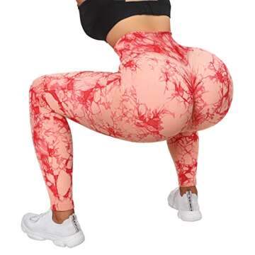 OMKAGI Women Scrunch Butt Lifting Leggings Seamless High Waisted Workout Yoga Pants(S,88-Orange Tie Dye)