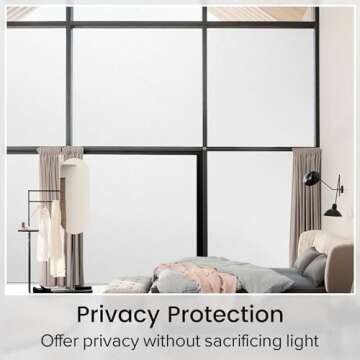 rabbitgoo Window Privacy Film, Non-Adhesive Frosted Glass Window Film for Bathroom, Static Cling Hea...