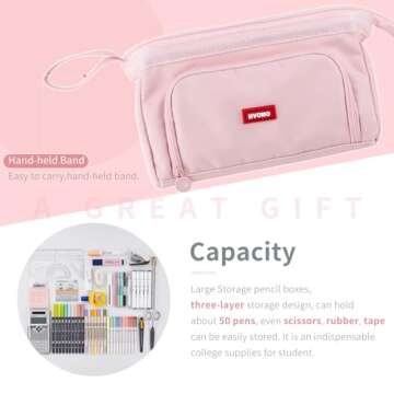 HVOMO Pencil Case Large Capacity Pencil Pouch Handheld Pen Bag Cosmetic Gift for Office School Teen ...