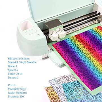 VINYLFROG Self Adhesive Vinyl Bundle- - Leopard Pack Holographic Opal Permanent Craft Vinyl Sheets(12" x 12") Include 4 Sheets for Birthday Party, Christmas DIY Decors