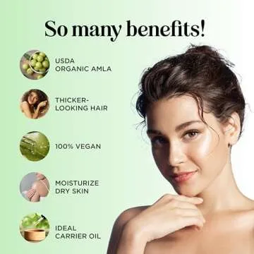 Organic Amla Oil for Hair Growth - 100% Pure Amla Hair Oil for Hair Growth & Hydration - Cold-Pressed Extra Virgin Unrefined Non-GMO & USDA Organic Hair Oil for Dry Hair and Scalp Care (4 Fl Oz)