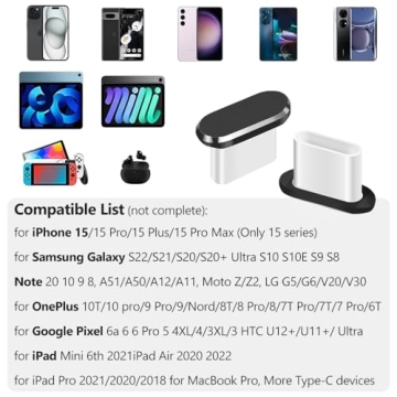 USB C Dust Plug 4 Pack with Cleaning Brush for All Devices