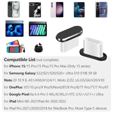 USB C Dust Plug 4 Pack with Cleaning Brush for All Devices