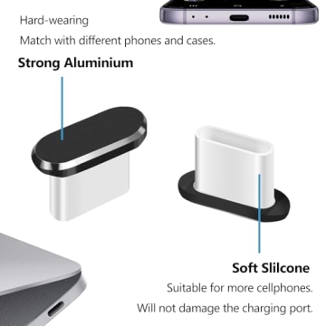 USB C Dust Plug 4 Pack with Cleaning Brush for All Devices