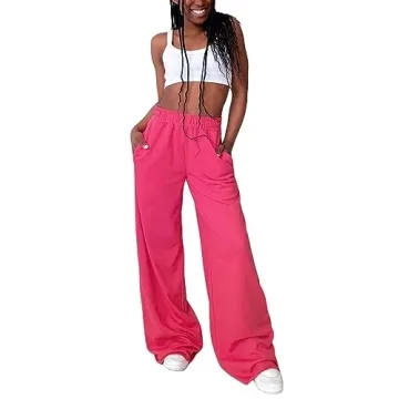 Muineobuka Fall Winter Wide Leg Sweatpants for Women - High Waist Comfy Lounge Pants with Pockets in...