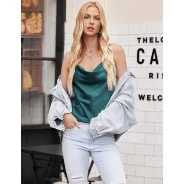 Ekouaer Satin Cowl Neck Tank Top for Stylish Comfort