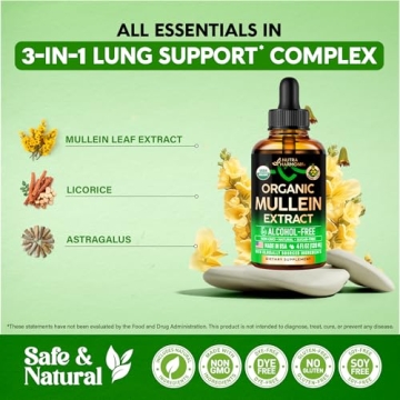 USDA Organic Mullein Drops for Lung Health Support - Pure Extract