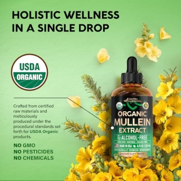 USDA Organic Mullein Drops for Lung Health Support - Pure Extract