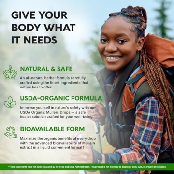 USDA Organic Mullein Drops for Lung Health Support - Pure Extract