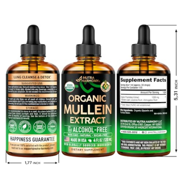 USDA Organic Mullein Drops for Lung Health Support - Pure Extract