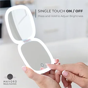 Mavoro LED Lighted Travel Makeup Mirror - 10x Magnification