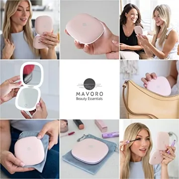 Mavoro LED Lighted Travel Makeup Mirror - 10x Magnification