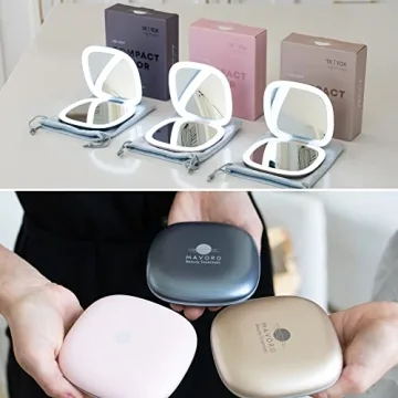 Mavoro LED Lighted Travel Makeup Mirror - 10x Magnification