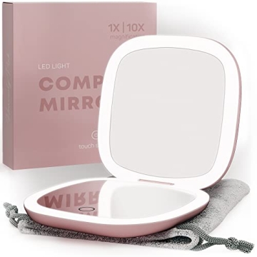 Mavoro LED Lighted Travel Makeup Mirror - 10x Magnification