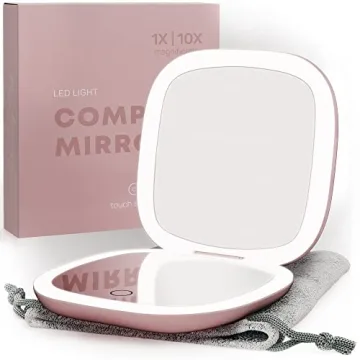 Mavoro LED Lighted Travel Makeup Mirror - 10x Magnification