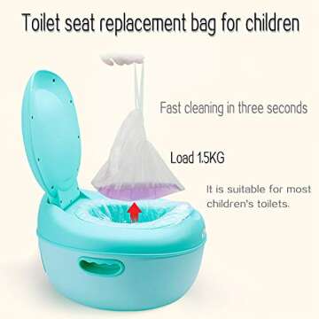 100 Pack Portable Travel Universal Potty Chair Liners with Drawstring Training Toilet Seat Potty Bag...