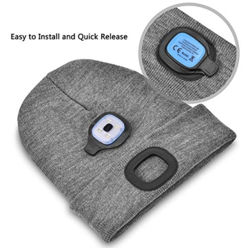 Etsfmoa Unisex Beanie with The Light Gifts for Men Dad Father USB Rechargeable Caps Dark Green