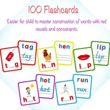 100 Short Vowel Spelling Flashcards, Handwriting Cards Learn to Write CVC Sight Words CVC Words Games for Kindergarten Learning Activities, Montessori Educational Toy Gift for Kids 3 4 5 6 Years Old
